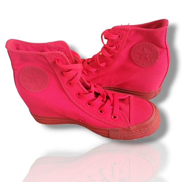 Converse Chuck Taylor All Star Platform Hot Pink Hightop Sneakers Shoes Wedge 7 - Picture 5 of 9